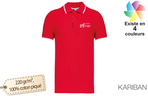 Polo kariban pour homme en maille piqué et col contrasté publicitaire personnalisé 