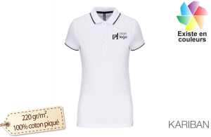 Polo personnalisé kariban à maille piqué bicolore pour femme