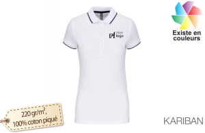 Polo kariban maille piqué bicolore pour femme