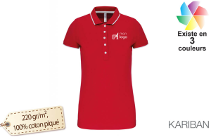 Polo kariban maille piqué bicolore pour femme