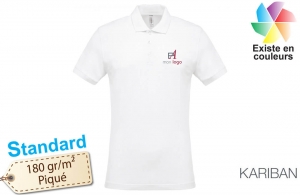 Polo publicitaire personnalisé business Kariban à maille piqué blanc homme 