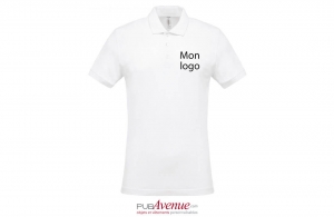 Polo personnalisé business Kariban blanc pour homme à maille piqué