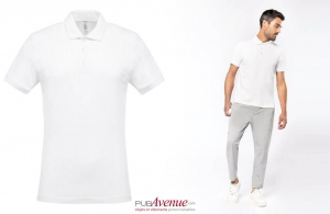 Polo personnalisé business Kariban blanc pour homme à maille piqué