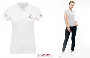 Polo maille piqué business Kariban blanc pour femme