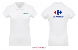 Polo personnalisé business Kariban blanc pour femme à maille piqué