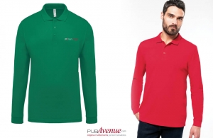 Polo personnalisé tendance kariban manches longues pour homme