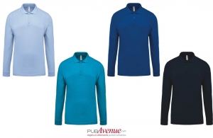 Polo personnalisé tendance kariban manches longues pour homme