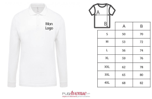 Polo personnalisé tendance Kariban blanc à manches longues pour homme
