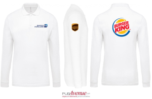 Polo personnalisé tendance Kariban blanc à manches longues pour homme
