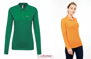 Polo personnalisé tendance kariban manches longues pour femme