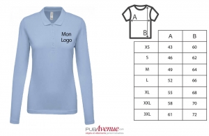 Polo personnalisé tendance kariban manches longues pour femme