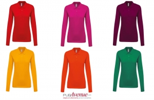 Polo personnalisé tendance kariban manches longues pour femme