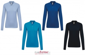 Polo personnalisé tendance kariban manches longues pour femme