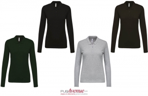 Polo personnalisé tendance kariban manches longues pour femme