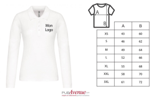 Polo personnalisé tendance Kariban blanc à manches longues pour femme