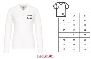 Polo tendance Kariban blanc à manches longues pour femme