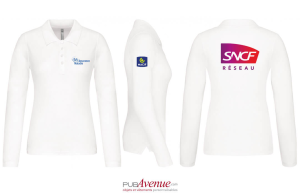 Polo personnalisé tendance Kariban blanc à manches longues pour femme