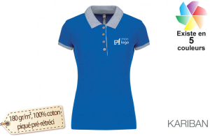 Polo bicolore col et manche contrasté pour femme