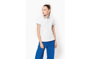 Polo bicolore col et manche contrasté pour femme