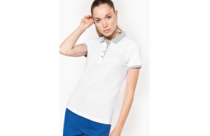 Polo bicolore col et manche contrasté pour femme