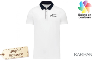 Polo personnalisé jersey à col bicolore pour homme