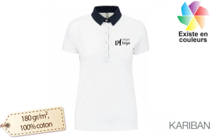 Polo personnalisé en jersey à col bicolore pour femme