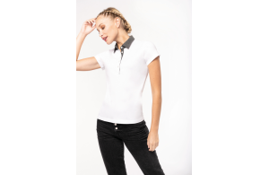Polo personnalisé en jersey à col bicolore pour femme