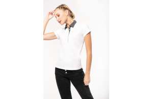 Polo jersey col bicolore pour femme