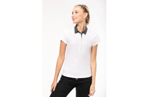 Polo personnalisé en jersey à col bicolore pour femme
