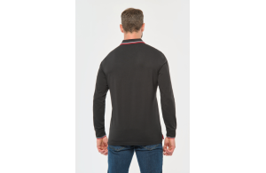 Polo personnalisé manches longues liserés contrastés pour homme