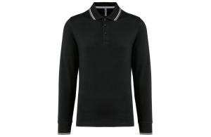 Polo personnalisé manches longues liserés contrastés pour homme