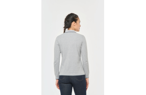 Polo personnalisé manches longues liserés contrastés pour femme