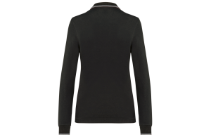 Polo personnalisé manches longues liserés contrastés pour femme