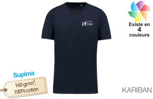 T-shirt col V Supima® kariban pour homme publicitaire personnalisé 