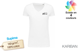 T-shirt col V Supima® kariban pour femme