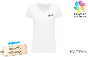T-shirt col V Supima® kariban pour femme publicitaire personnalisé 