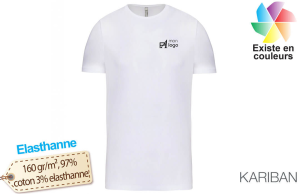 T-shirt élasthanne blanc pour homme publicitaire personnalisé 