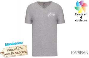 T-shirt col V élasthanne kariban pour homme publicitaire personnalisé 