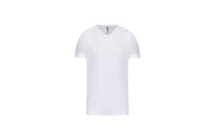 T-shirt col V blanc élasthanne pour homme