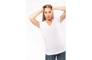 T-shirt col V élasthanne pour femme