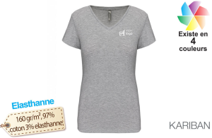 T-shirt col V élasthanne kariban pour femme publicitaire personnalisé 