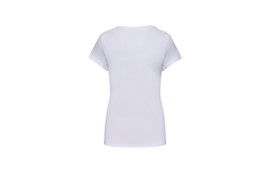 T-shirt col V blanc élasthanne pour femme