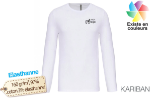 T-shirt manches longues blanc en élasthanne pour homme