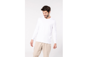 T-shirt manches longues blanc en élasthanne pour homme