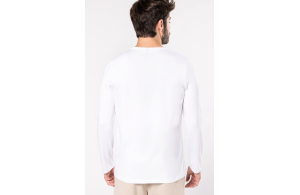 T-shirt manches longues blanc en élasthanne pour homme