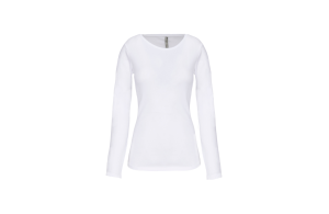 T-shirt manches longues blanc en élasthanne pour femme