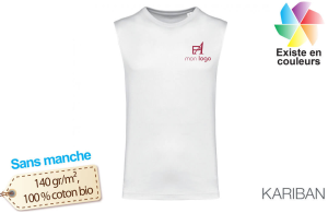 T-shirt blanc sans manches écoresponsable pour homme