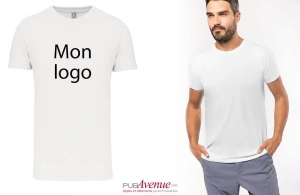 T-shirt personnalisé blanc en coton bio kariban pour homme