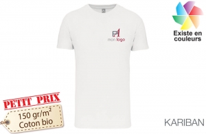 T shirt blanc en coton bio kariban pour femme publicitaire