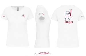 T-shirt personnalisé blanc en coton bio kariban pour femme